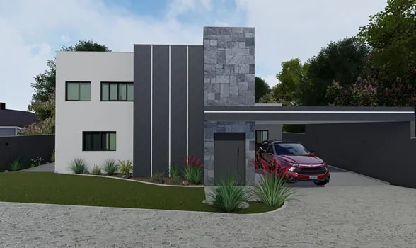 Casa térrea moderna construída pela Douradão