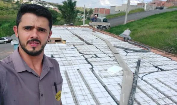 Engenheiro da Douradão acompanhando a laje da obra